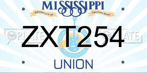 ZXT254 Mississippi License Plate
