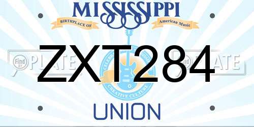 ZXT284 Mississippi License Plate
