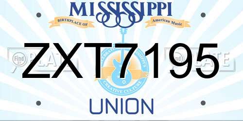 ZXT7195 Mississippi License Plate