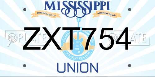 ZXT754 Mississippi License Plate