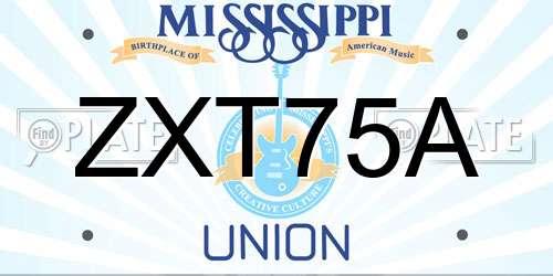 ZXT75A Mississippi License Plate