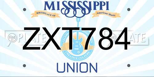 ZXT784 Mississippi License Plate