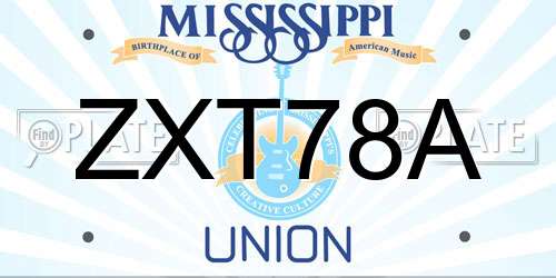 ZXT78A Mississippi License Plate