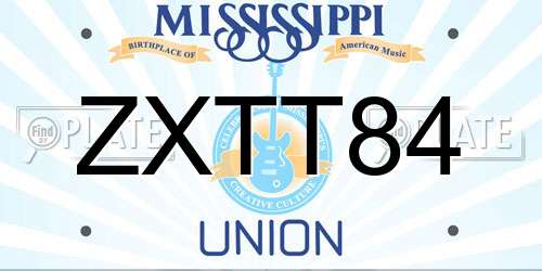 ZXTT84 Mississippi License Plate