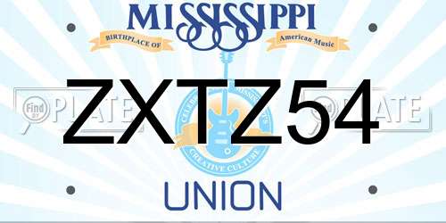 ZXTZ54 Mississippi License Plate