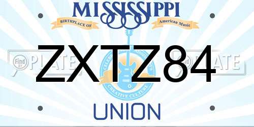 ZXTZ84 Mississippi License Plate