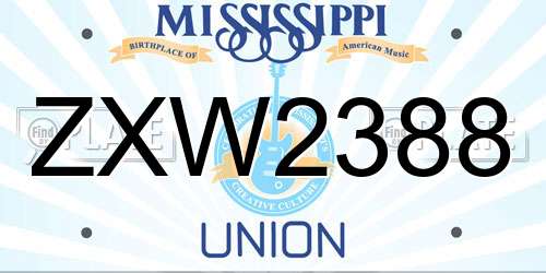 ZXW2388 Mississippi License Plate