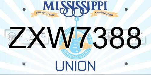 ZXW7388 Mississippi License Plate