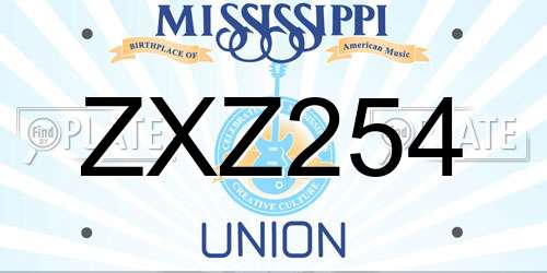 ZXZ254 Mississippi License Plate