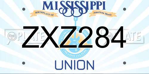 ZXZ284 Mississippi License Plate