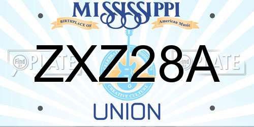 ZXZ28A Mississippi License Plate