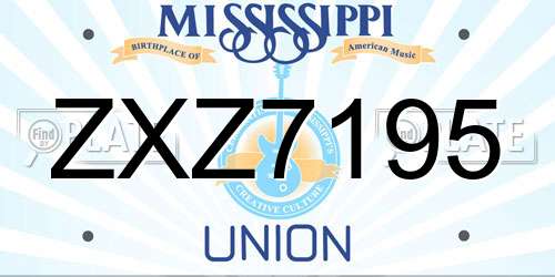 ZXZ7195 Mississippi License Plate