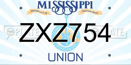ZXZ754 Mississippi License Plate