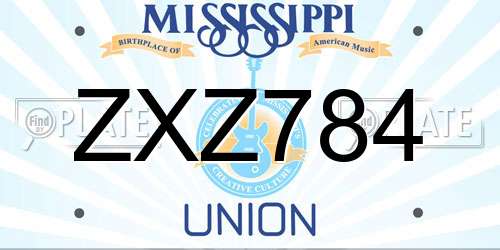 ZXZ784 Mississippi License Plate