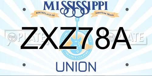ZXZ78A Mississippi License Plate