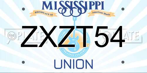 ZXZT54 Mississippi License Plate