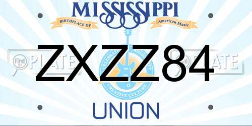 ZXZZ84 Mississippi License Plate