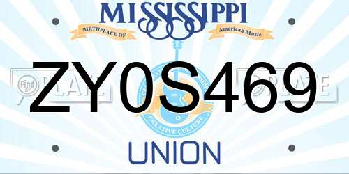 ZY0S469 Mississippi License Plate