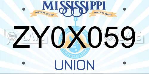 ZY0X059 Mississippi License Plate