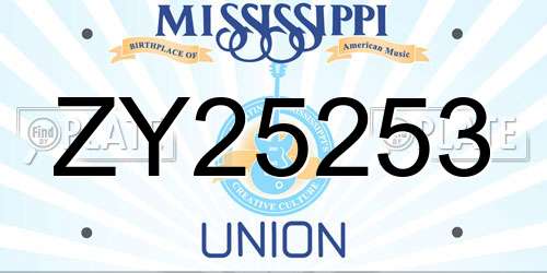 ZY25253 Mississippi License Plate