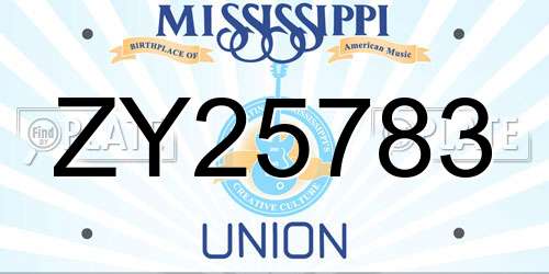 ZY25783 Mississippi License Plate