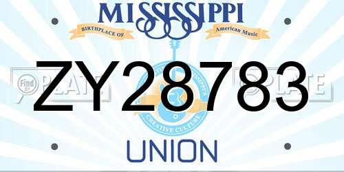 ZY28783 Mississippi License Plate