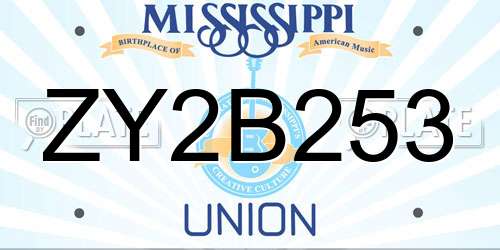 ZY2B253 Mississippi License Plate