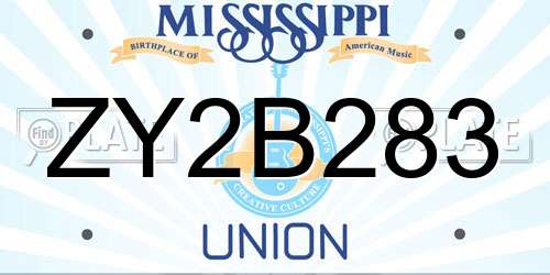 ZY2B283 Mississippi License Plate