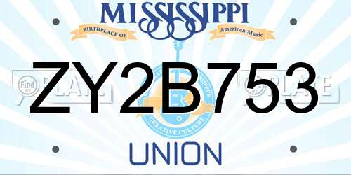 ZY2B753 Mississippi License Plate