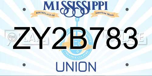 ZY2B783 Mississippi License Plate