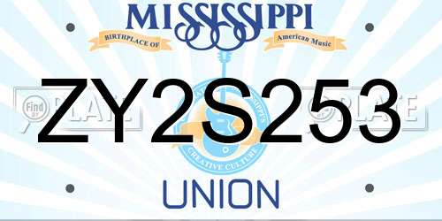 ZY2S253 Mississippi License Plate