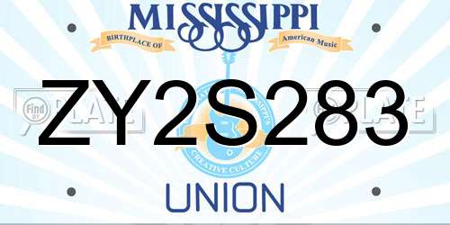 ZY2S283 Mississippi License Plate