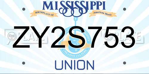 ZY2S753 Mississippi License Plate