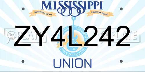 ZY4L242 Mississippi License Plate