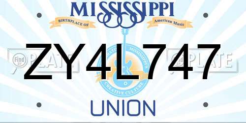 ZY4L747 Mississippi License Plate