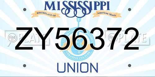 ZY56372 Mississippi License Plate