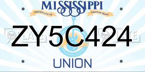 ZY5C424 Mississippi License Plate