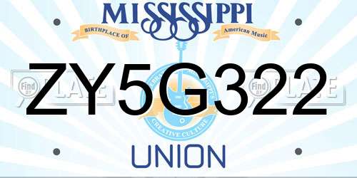 ZY5G322 Mississippi License Plate