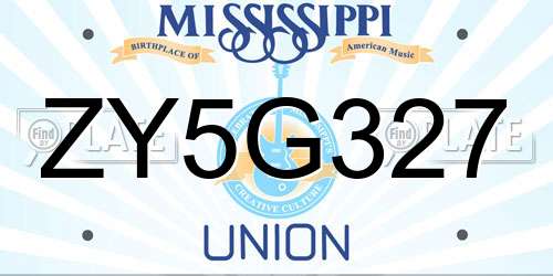 ZY5G327 Mississippi License Plate