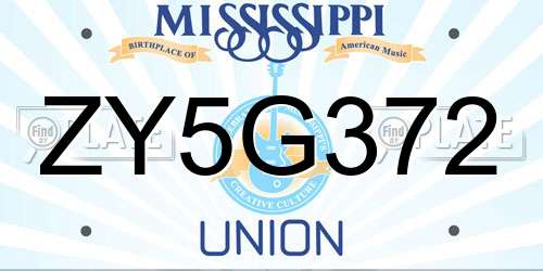 ZY5G372 Mississippi License Plate
