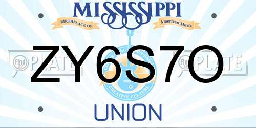 ZY6S7O Mississippi License Plate