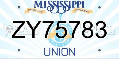 ZY75783 Mississippi License Plate