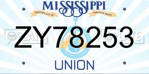 ZY78253 Mississippi License Plate