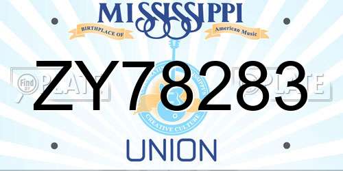 ZY78283 Mississippi License Plate