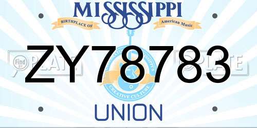 ZY78783 Mississippi License Plate