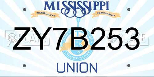ZY7B253 Mississippi License Plate