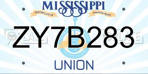 ZY7B283 Mississippi License Plate