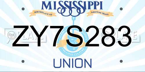 ZY7S283 Mississippi License Plate