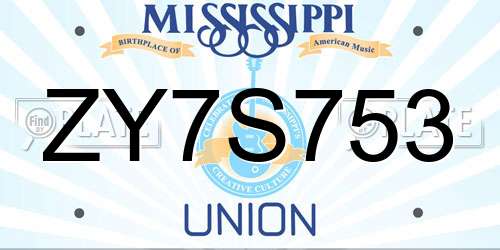 ZY7S753 Mississippi License Plate
