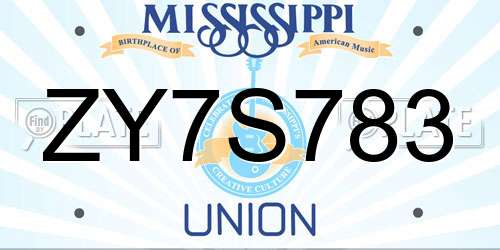 ZY7S783 Mississippi License Plate